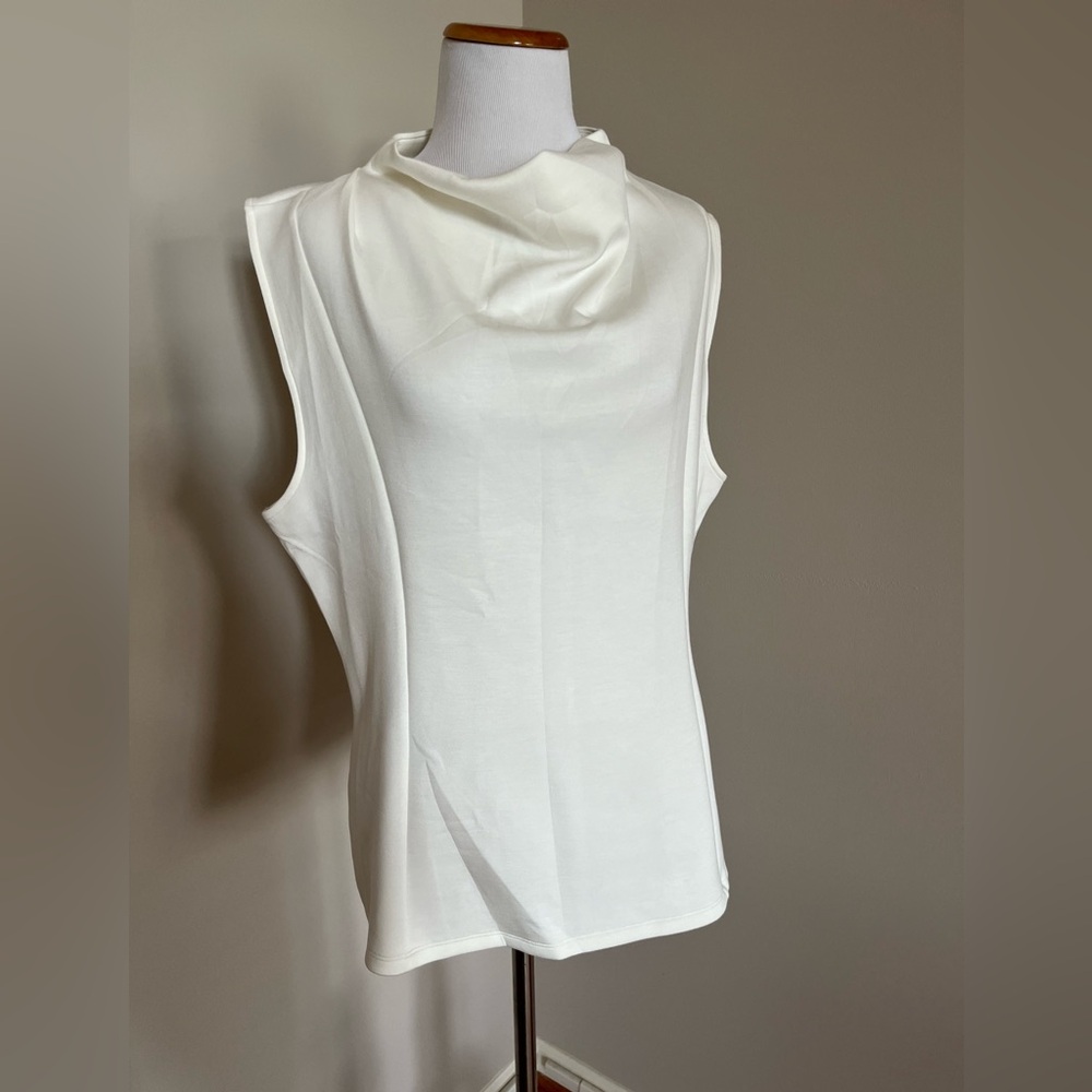 NWT Banana Republic Factory Ivory Sleeveless Cowl Drape Neck Top Size XL